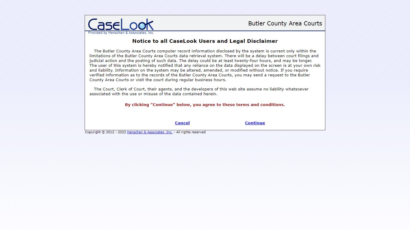 Butler County Area Courts - Record Search