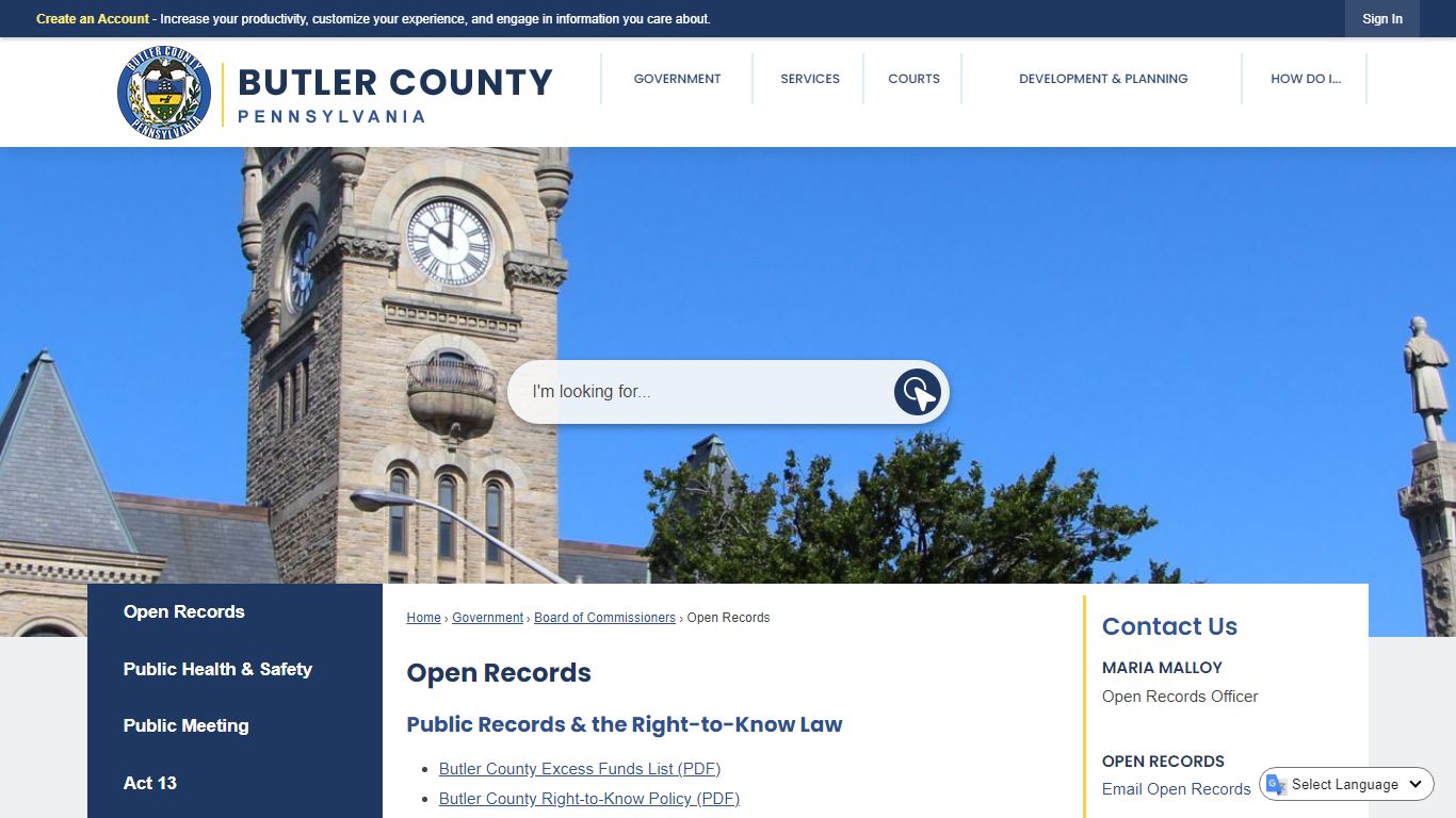 Open Records | Butler County, PA